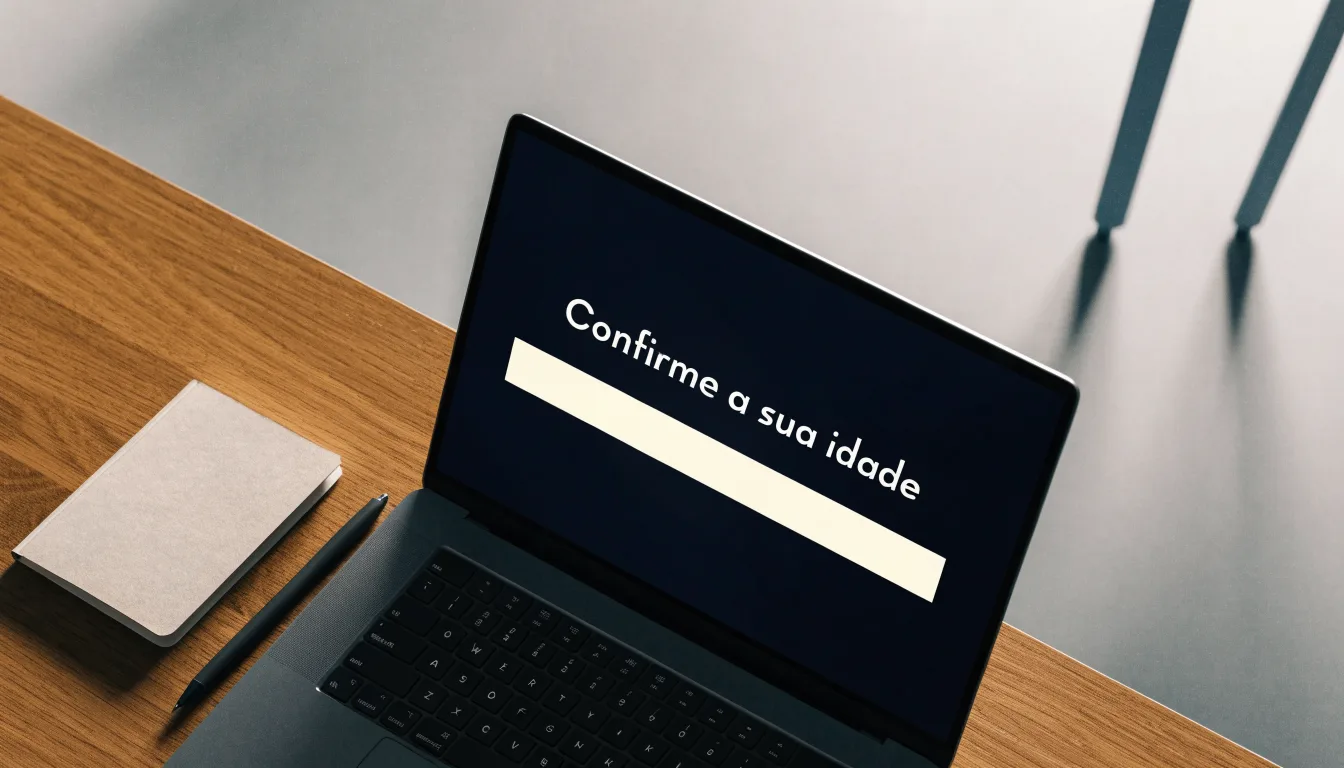 Uma folha de licença em papel com um selo vermelho, pousada numa secretária de madeira ao lado de uma caneta